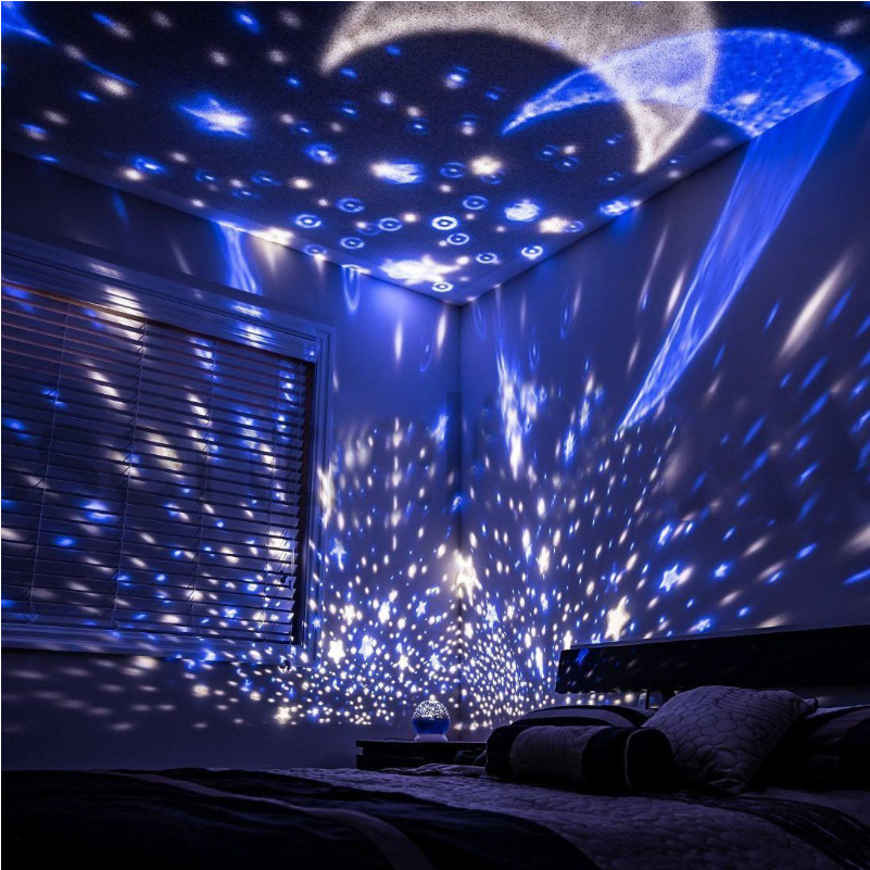 LED Rotating Night Lamp Starry Sky Star (Blue, Purple)