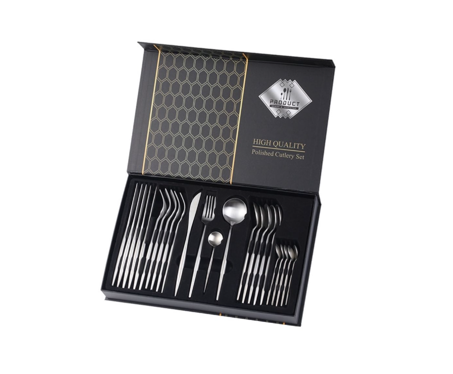 24 Piece Stainless Steel Cutlery Set (Gold, Silver)