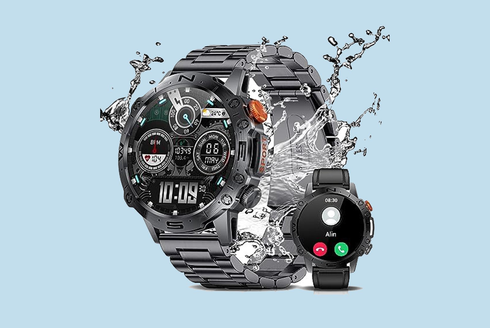 Smart Watch for Men, 1.43 Inch Mens Smart Watch with Bluetooth Answer/Make Calls Military Standard
