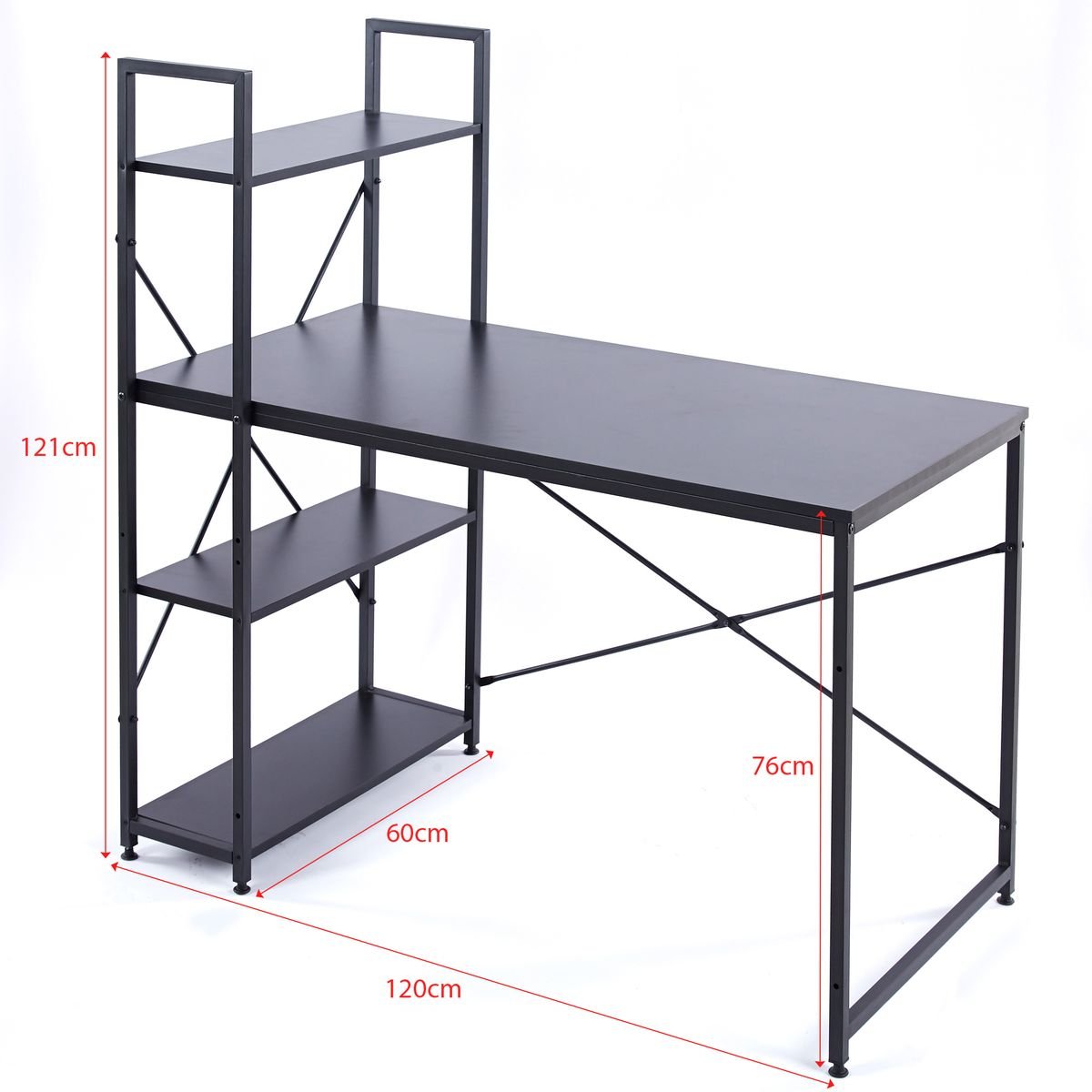 Computer Desk Storage Shelf Office Student Desk - Black