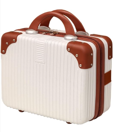 PEISKOS - Hand Luggage Suitcase, Makeup Case with Elastic Band - 14 Inch (Black, Blue, Hot Pink, Khaki, Pink & Purple)