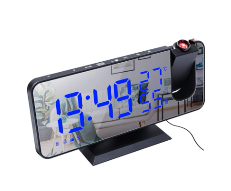 FM Radio, Alarm Clock- 7.5 Inch Temperature Display Digital Projection  (Blue LED light)