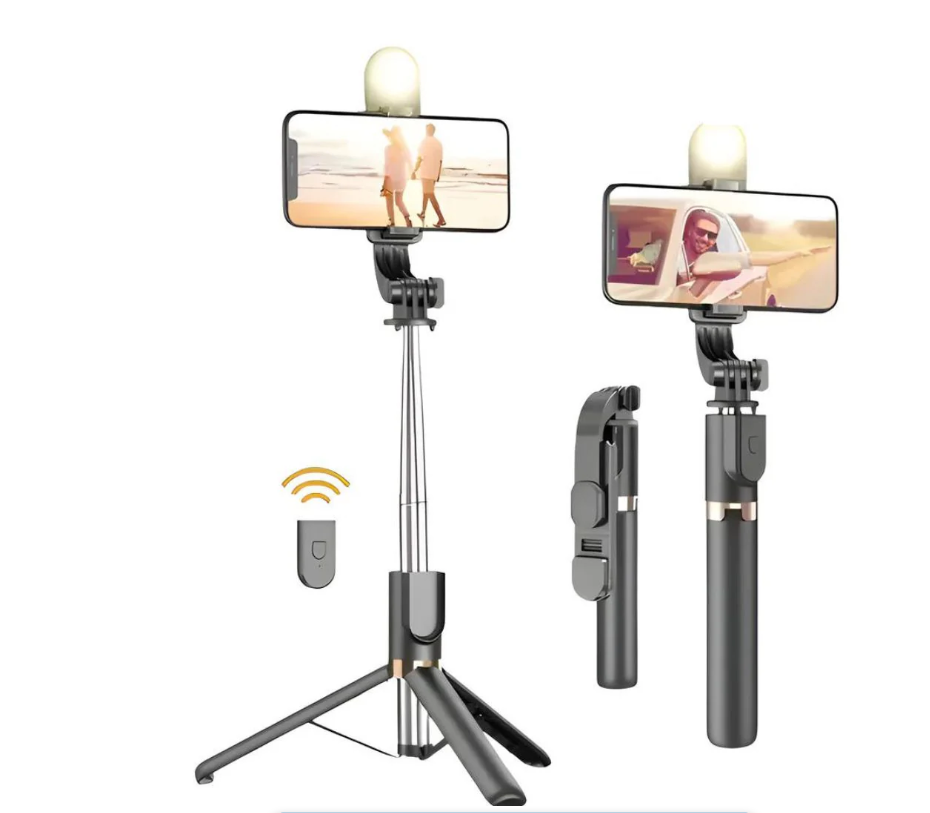 Tripod For Phones, Selfie Stick, Led Light with BT remote (1.7m)
